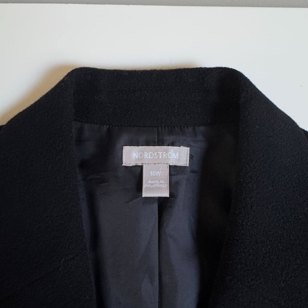 Nordstrom Classic Black Wool Oversized Blazer / Half-Coat View 4